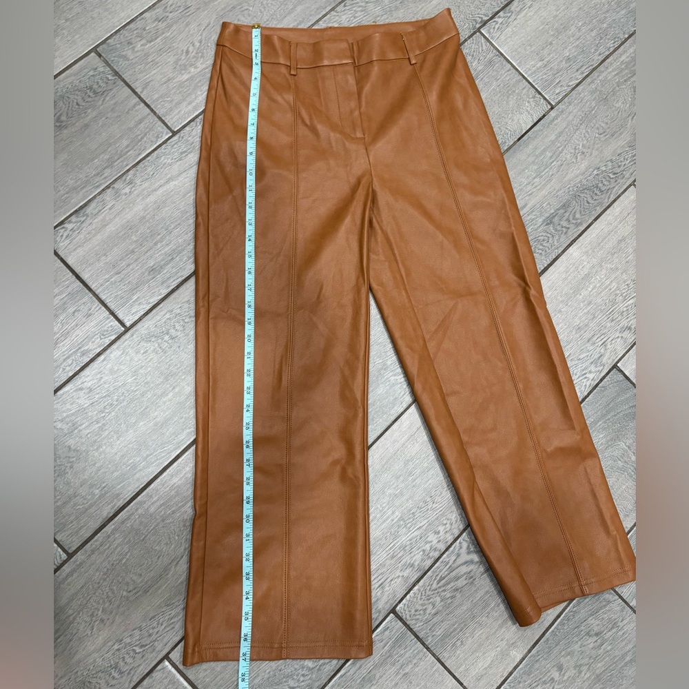Seven 7 For All Mankind Faux Leather Wide Leg Cropped Pants in Saddle Size Small - Picture 5 of 9